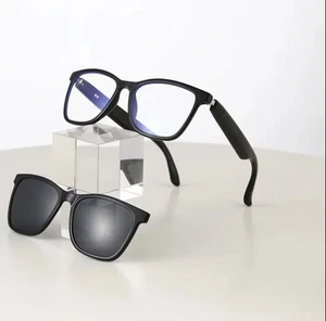 Doppio Occhiale Bluetooth MUSICA Wireless Touch Microfono Luce Blu da sole Smart - Foto 1 di 9