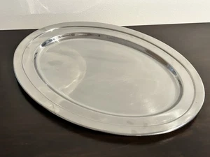 Stainless Steel Oval Serving Tray Restaurant Grade 19.5 X 14.5 - Picture 1 of 4