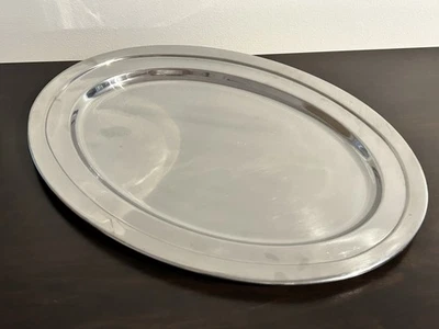 Stainless Steel Oval Serving Tray Restaurant Grade 19.5 X 14.5 - Image 1 of 4