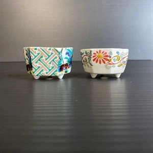 Japanese Bonsai Pot Kutani Ware Set of 2 - Picture 1 of 9