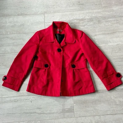 Vintage Giacca peplum Single breasted Red short peacoat 90s Y2K holiday prep M - Image 1 of 4