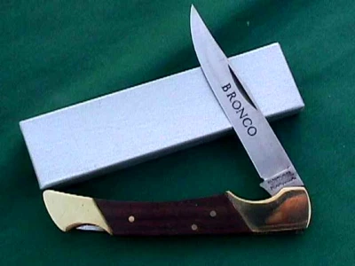 Faca de bolso NOS VINTAGE VALOR EUA SEKI DOBRÁVEL TRAVA TRASEIRA BRONCO NOVA NA CAIXA - Imagem 1 de 3