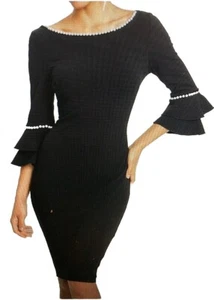 Venus Midi Dress Women’s Size X-Large Black Lace Sleeve 2/4 Zipper - Picture 1 of 21