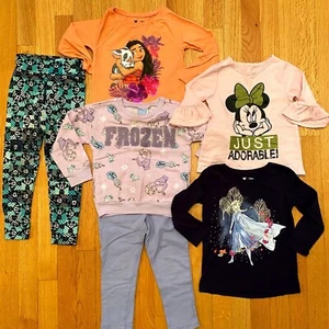 3TDisney Bundle 5pc Outfit Set Moana Frozen Minnie Mouse Leggings Girls - Picture 1 of 4