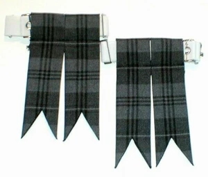 KILT FLASHES TARTAN GREY GRANITE POINTED MADE IN SCOTLAND HOSE SOCK KILTWEAR NEW - Picture 1 of 3