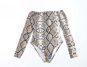 Body Boohoo Mujer Marrón Animal Mezcla Poliéster Una Pieza Talla 4 - Imagen 1 de 12