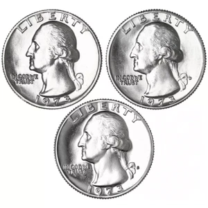 1973 P D S Washington Quarter Year Set Proof & BU US 3 Coin Lot - Picture 1 of 5