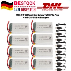 8X 3.7V 1800mAh Lipo Batería JST Enchufe con Cargador USB para RC Quadcopter Drone - Imagen 1 de 9