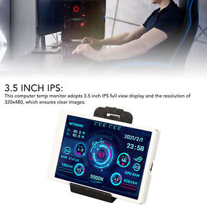 (White Set)3.5in Computer Temp Monitor PC Temperature Display IPS Full View