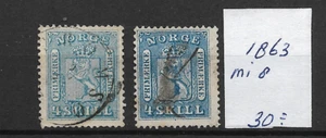 Norwegen @ 1863 Lion Mi.8 schöner Preis @ Nor.77 - Bild 1 von 1
