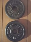 2 Vintage Billard Barbell 2.5 lb  Cast Iron Weight Plates 1" 