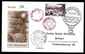 Sarre 324, tarjeta de competición en globo Saar, globo III, Zúrich, 20.9.53 - Imagen 1 de 1