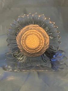 Sunflower PARTYLITE Tea Light Candle Holder Sunflower Glass Vtg Retired Frosted - Picture 1 of 7