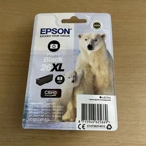 GENUINE EPSON 26XL Photo Black T2631 cartridge ORIGINAL POLAR BEAR ink UNOPEN - Afbeelding 1 van 1