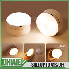 PIR Motion Sensor Night Light 360° Rotating LED Wall Cabinet Lamp Rechargeable
