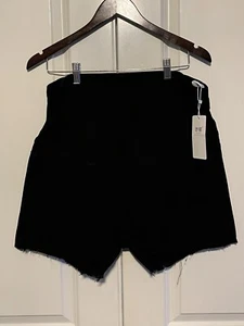 Womens Maternity Shorts L Large Black Denim NEW Over Belly - Picture 1 of 3