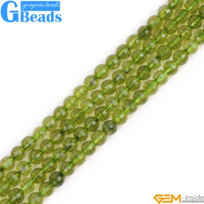 Green Peridot Faceted Round Beads For Jewelry Making Free Shipping 15" 6mm 8mm - Image 1 of 4