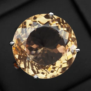 Chic Champagne Morganite Rare 16.10Ct 925 Sterling Silver Handmade Ring Size 6.5 - Picture 1 of 8