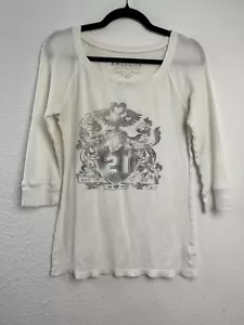 Vintage Arizona Jeans Co White Thermal Womens Size M Mallgoth 3/4 Sleeve Graphic - Picture 1 of 11
