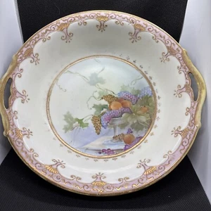 Antique Noritake plate, French Style, painted fruit, pink/gold boarder - Picture 1 of 12