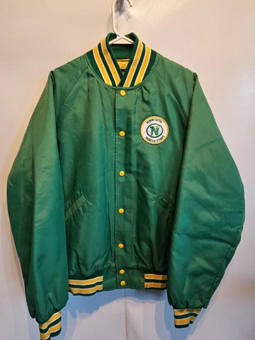 Vintage Minnesota North Stars Wild NHL Ice Hockey Snap Varsity Jacket Mens XL Cover