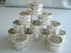 GORHAM STRASBOURG STERLING SILVER ~ NAPKIN RINGS SET OF 12 ~ #1150 ~ EXCELLENT! - Picture 1 of 9