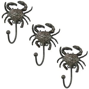 3Pc Metal Crab Hook Rustic Vintage Nautical Hook Leads Coat Key Wall Hanger Hook - Picture 1 of 2