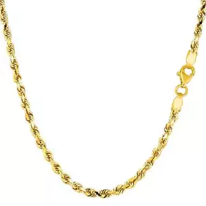 14k Yellow Real Gold Filled Solid Rope Chain Necklace, 3.2mm, 24" - Picture 1 of 4