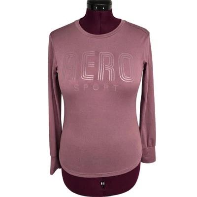 Camiseta deportiva de manga larga Aeropostale Sport malva para mujer | Talla pequeña Foto 1 de 4