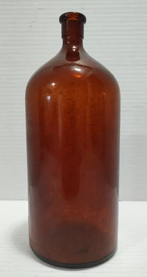 Antique 1900s Apothecary Medicine Bottle Amber Brown Glass 1.25 Quart 9.5" Tall - Image 1 of 4