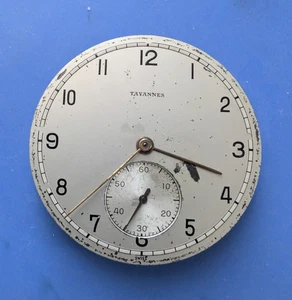 VINTAGE 33.5MM TAVANNES OPEN FACE POCKET WATCH MOVEMENT RUNNING GOOD - Picture 1 of 2