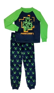 Minecraft Boy's Creeper Mob Polyester Jersey and Fleece Pajama Set, Size Small 6 - Picture 1 of 2