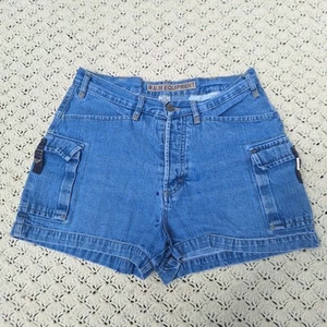 Vtg BUM Equipment Womens Y2K Denim Cargo Rave Blue Shorts Jorts - 9/10 - Picture 1 of 9