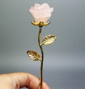Altura 149 mm Natural Rosa Cuarzo Cristal Piedra Tallada Rosa Flor Espécimen - Imagen 1 de 8