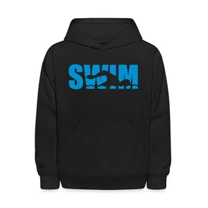 Swimmer Silhouette Swim Lettering Kids' Hoodie - Picture 1 of 10