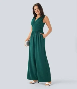 Mono Halara Sin Mangas Acanalado Bolsillo Lateral Fácil Verde Peezy Talla Mediana Nuevo - Imagen 1 de 9