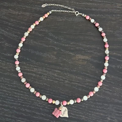 Carolyn Pollack родонит сердце подвеска ожерелье, лунный камень серебро любовь бабочка - Изображение 1 из 4