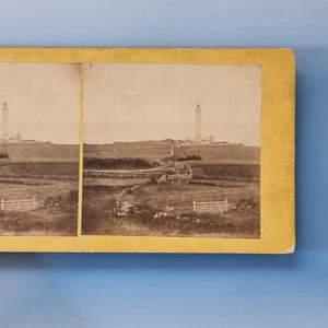 Galloway ? Stereoview C1870 Real Photo Scotland ? The Mull Lighthouse - Picture 1 of 3