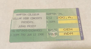 Vintage Judas Priest concert ticket stub 1986 Hampton Coliseum Classic Rock - Picture 1 of 2