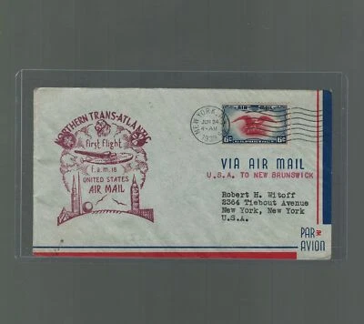 1939 Pan Am US FFC New York to Shediac New Brunswick Canada US Scott c23 - Image 1 of 2