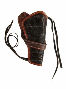 CROSS DRAW GUN HOLSTER WESTERN FLORAL TOOLED LEATHER HOLSTERS LONG BARREL FIT - Picture 1 of 4