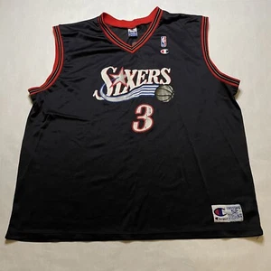 Vintage Champion Allen Iverson Jersey Philadelphia Sixers 76ers 52 XXL Black - Picture 1 of 6