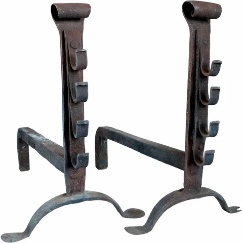 Antique American/English Wrought Iron Fireplace Andirons 17th/18th century Cover