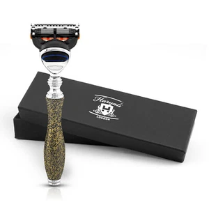 Maquinilla de afeitar clásica de 5 filos para hombre, maquinilla de afeitar para mujer, maquinilla de afeitar antigua para cuerpo y cara, dorada - Imagen 1 de 9