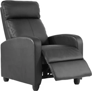 Living Room Recliner Reading Chair with Pu Leather Padded Seat Backrest Black - Picture 1 of 7