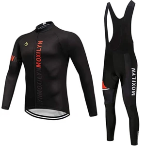 (USA Seller) Regular Men's Cycling Long Sleeve Shirt + Bib Pant Set - Picture 1 of 4