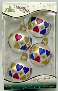 Christmas by Krebs Designer Glass Ball Ornaments Set of 4 L'Opera Heart  - Picture 1 of 10