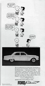 Ford Falcon 1960 sedán original Peanuts anuncio impreso de dibujos animados - Imagen 1 de 1
