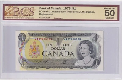 Canada $1 1973 BC-46aA-i - BCS Certified Almost UNC 50 Replacement AAX2913124 - Image 1 of 3