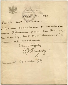 1890 LETTER MANSION HOUSE EMBOSSED + CROWNED HS ROYAL AGRICULTURAL SOCIETY - Picture 1 of 2